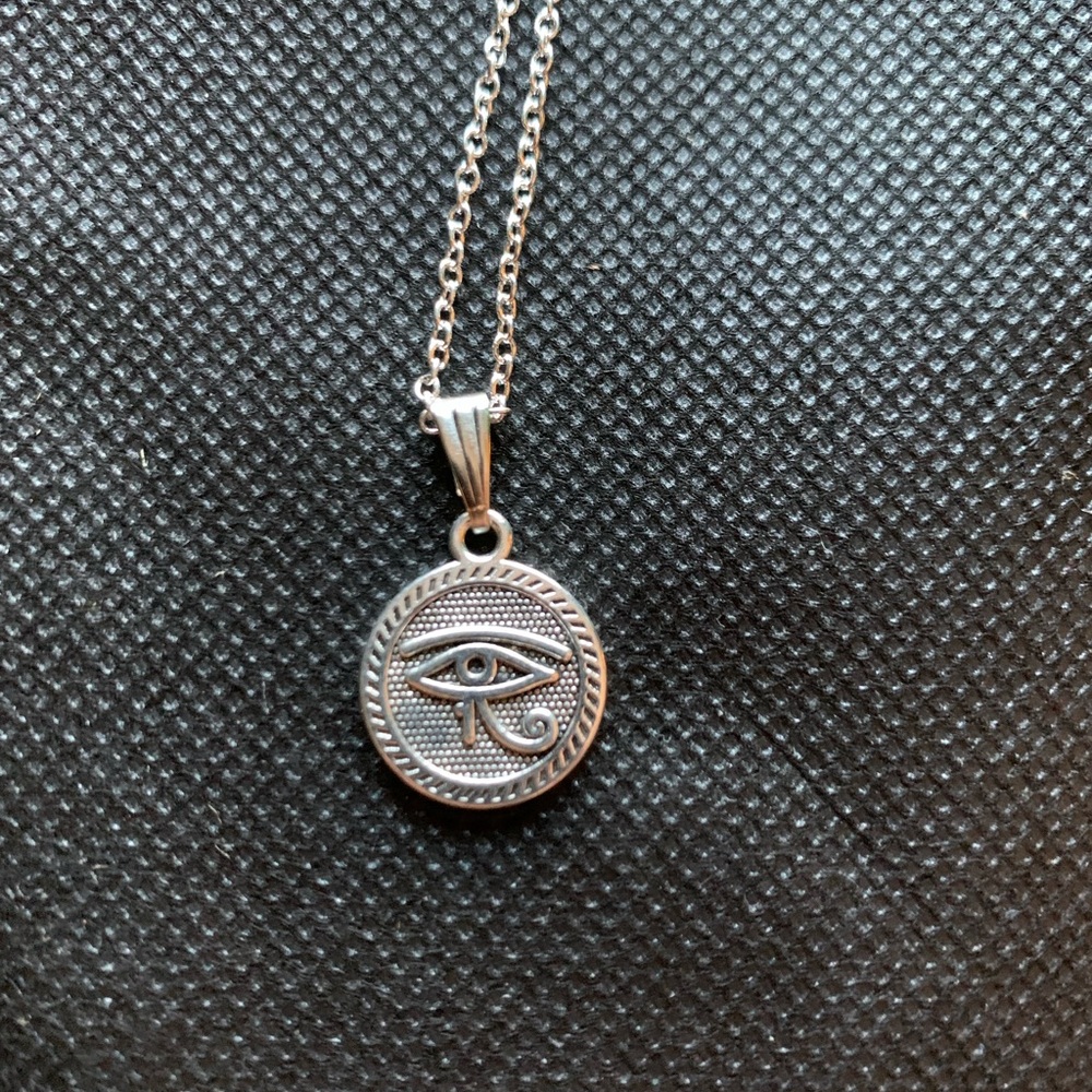 Egyptian Eye of Horus Protection Symbol .5” Medallion Earring & Necklace Set New
